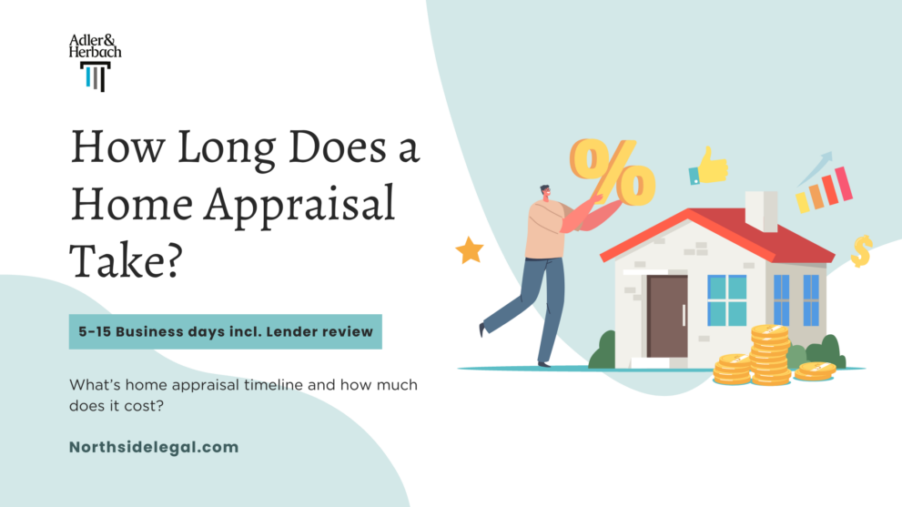 How Long Does a Home Appraisal Take? A home appraisal in Illinois usually takes 5-15 business days, including scheduling, inspection, report preparation, and lender review.