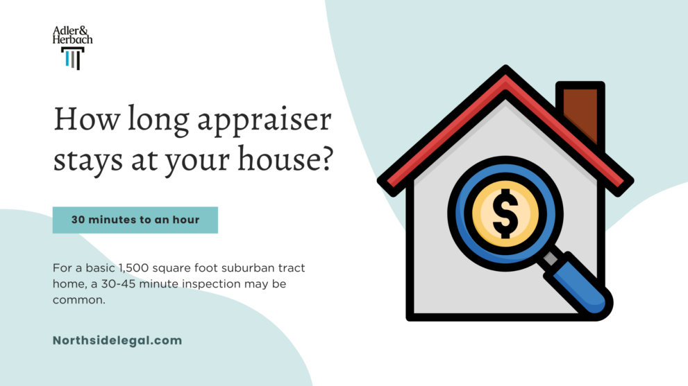 How long does an appraiser stay at your house? Typically, a residential appraiser spends 30 minutes to an hour inspecting a single-family home, documenting details for valuation.