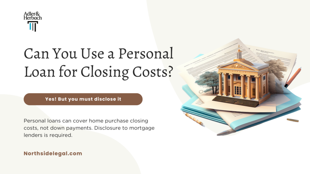 Can you use a personal loan for closing costs? Personal loans can be used to cover home purchase closing costs, but not down payments. Disclosure to mortgage lenders is required.