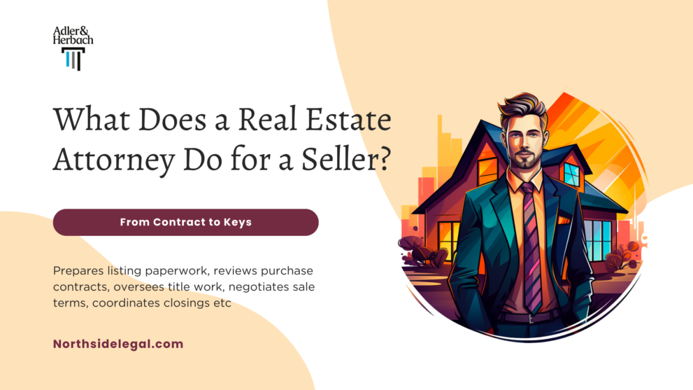 What does a real estate attorney do for a seller? Prepares listing paperwork, reviews purchase contracts, oversees title work, negotiates sale terms, coordinates closings etc